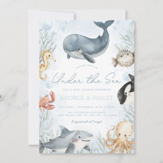 ザシーホエールベビーシャワー招待状 招待状 (正面)