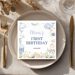 ザシーボーイ海動物子供の誕生日 スタンダードカクテルナプキン