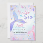 ザシーマーメイドガールの下1st誕生日パーティー 招待状 (正面)