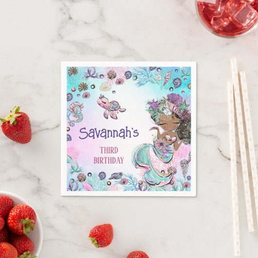 ザシーマーメイドガールファースト誕生日ナプキンス スタンダードカクテルナプキン (インサイチュ)