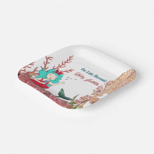  ザシーマーメイドシンギングコーラルリーフ誕生日 ペーパープレート (傾斜あり)