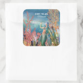 ザシーマーメイドトロピカルコーラルリーフ誕生日 スクエアシール (バッグ)