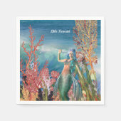 ザシーマーメイドトロピカルコーラルリーフ誕生日 スタンダードカクテルナプキン (正面)