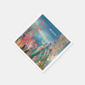 ザシーマーメイドトロピカルコーラルリーフ誕生日 スタンダードカクテルナプキン (角)