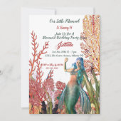 ザシーマーメイドトロピカルコーラルリーフ誕生日 招待状 (正面)