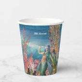ザシーマーメイドトロピカルコーラルリーフ誕生日 紙コップ (正面)