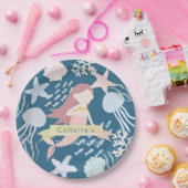 ザシーマーメイドネイビーブルー誕生日 ペーパープレート (パーティー)