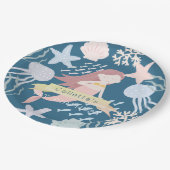 ザシーマーメイドネイビーブルー誕生日 ペーパープレート (アングル)