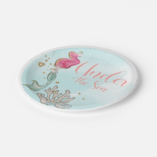 ザシーマーメイドバースデーパーティパステル ペーパープレート (アングル)