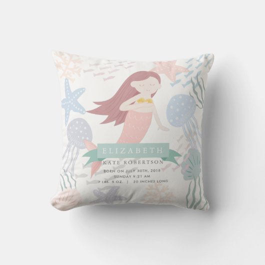 ザシーマーメイドベビー誕生統計 クッション (正面)
