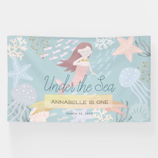 ザシーマーメイドライトシーグリーン誕生日 横断幕 (横)