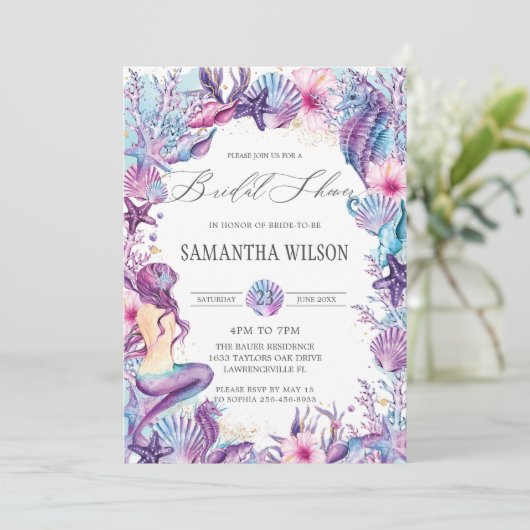 ザシーマーメイドリーフシェルズブライダルシャワー 招待状 (スタンド正面)
