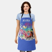 ザシーマーメイド海パープルターコイズ エプロン (着用した状態)