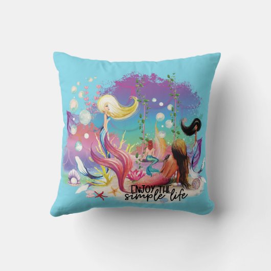 ザシーマーメイド海パープルターコイズ クッション (裏面)