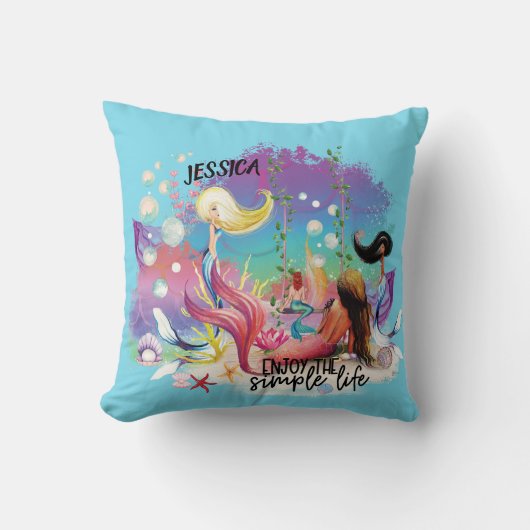 ザシーマーメイド海パープルターコイズ クッション (正面)