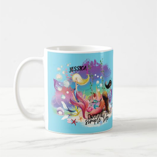 ザシーマーメイド海パープルターコイズ コーヒーマグカップ (左)
