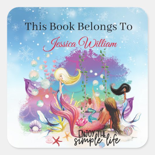 ザシーマーメイド海パープルターコイズ スクエアシール (正面)