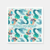 ザシーマーメイド海パープルターコイズ スタンダードカクテルナプキン (正面)