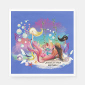 ザシーマーメイド海パープルターコイズ スタンダードランチョンナプキン (正面)