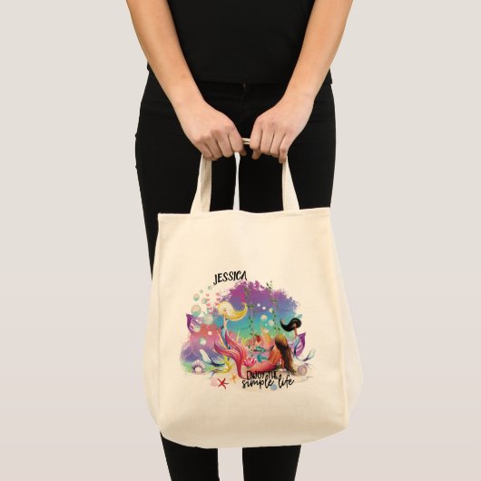 ザシーマーメイド海パープルターコイズ トートバッグ (正面(商品))