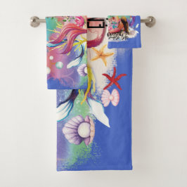 ザシーマーメイド海パープルターコイズ バスタオルセット