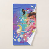 ザシーマーメイド海パープルターコイズ バスタオルセット (ハンドタオル)