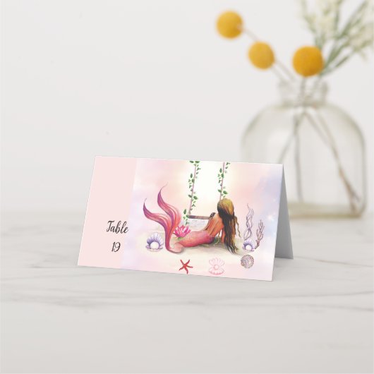 ザシーマーメイド海パープルターコイズ プレイスカード (正面)