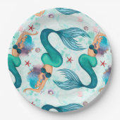 ザシーマーメイド海パープルターコイズ ペーパープレート (正面)