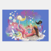 ザシーマーメイド海パープルターコイズ ラッピングペーパーシート (正面)