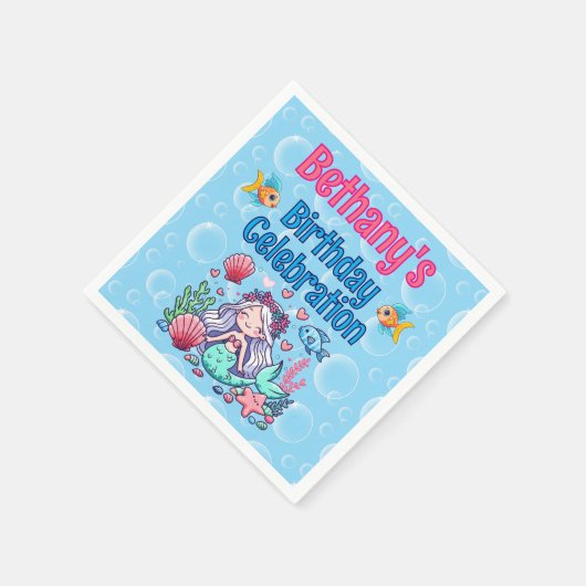 ザシーマーメイド誕生日 スタンダードカクテルナプキン (角)