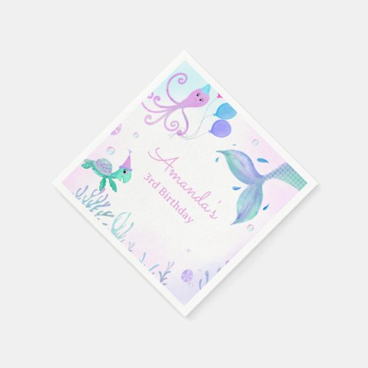 ザシーマーメイド&シーカメ誕生日 スタンダードカクテルナプキン (角)