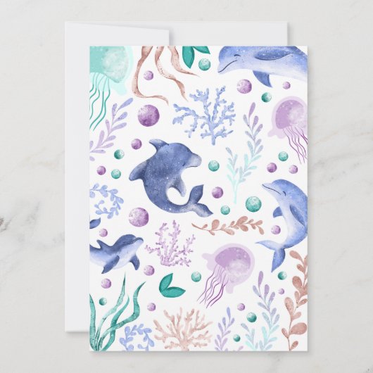 ザシーモダンドルフィンレトロファースト誕生日 招待状 (裏面)