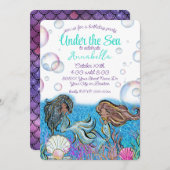 ザシーリトルマーメイドプリンセステーマパーティー 招待状 (正面/裏面)