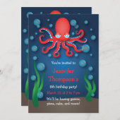 ザシーレッドタコ誕生日招待状 招待状 (正面/裏面)