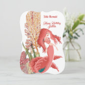 ザシーレッドマーメイドコーラル誕生日グリーティング カード (スタンド正面)