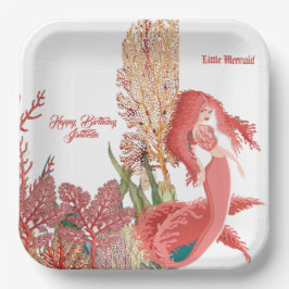 ザシーレッドマーメイドコーラル誕生日グリーティング  ペーパープレート