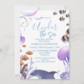 ザシー男の赤ちゃんシャワー海動物 招待状 (正面)