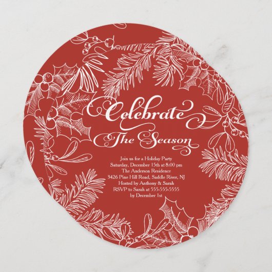 ザシー祝ズホリデーパーティー招待状 招待状 (正面/裏面)