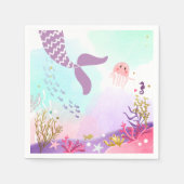 ザシー誕生日紙ナプキンマーメイドピンク スタンダードカクテルナプキン (正面)