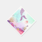 ザシー誕生日紙ナプキンマーメイドピンク スタンダードカクテルナプキン (角)
