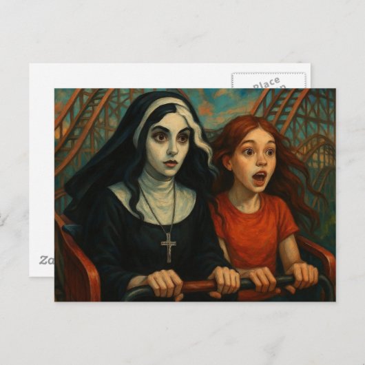 ザジェットコースター乗船ヌンと子供 ポストカード (正面/裏面)