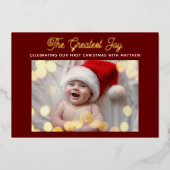 ザジョイもっとも偉大レドモダンベビークリスマス 箔シーズンカード (正面)