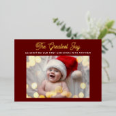 ザジョイもっとも偉大レドモダンベビークリスマス 箔シーズンカード (立ち正面)