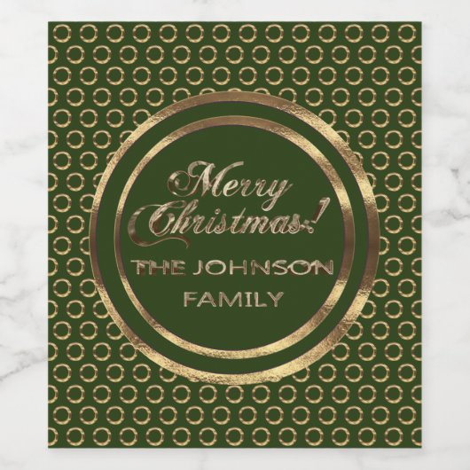 ザジョンソンファミリークリスマスグリーンフェイク金ゴールド ワインラベル (シングルラベル)