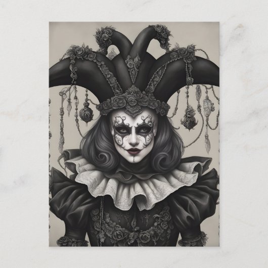 ザジョーカーピエロイン白黒 ポストカード (正面)