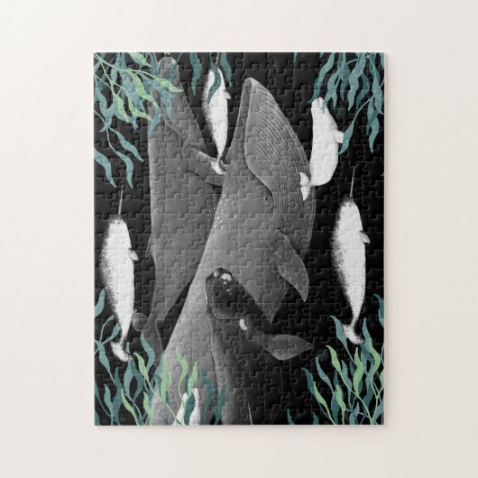 ザスイムオブクジライラストレーションアートクジラ ジグソーパズル (縦)