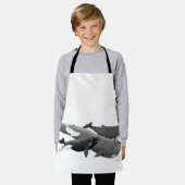 ザスイムオブクジライラストレーションアートホエールキッズ エプロン (着用した状態)