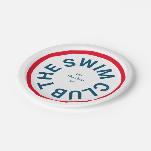 ザスイムクラブブルークレストレッドストライプ ペーパープレート (アングル)