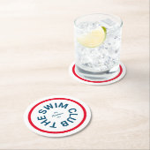 ザスイムクラブブルークレストレッドストライプ ラウンドペーパーコースター (インサイチュ)