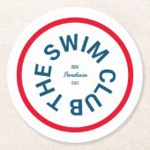 ザスイムクラブブルークレストレッドストライプ ラウンドペーパーコースター (正面)